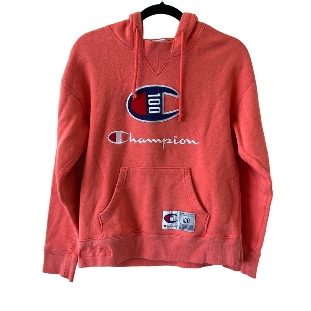 Champion Coral & White Logo Hoodie